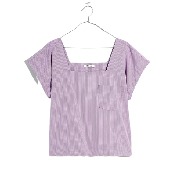 MADEWELL Square-Neck Top in Pinstripe top - Picture 1 of 10